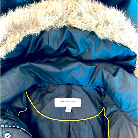 ❤️Marc NY Quilted Down-filled Hooded Jacket w/Genuine Fur Trim, Size L, Black - Picture 6 of 6